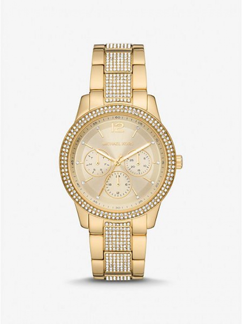 Relojes Michael Kors Oversized Tibby Pave Mujer Doradas | 70241PDLY