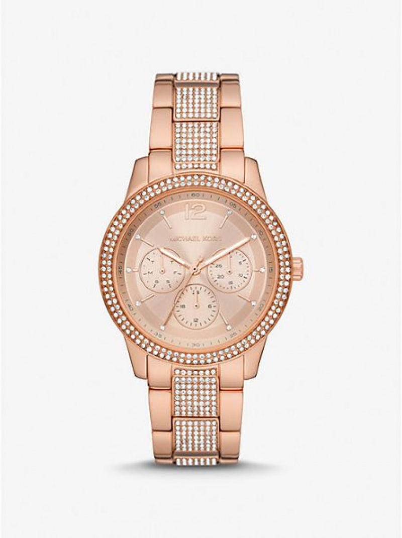 Relojes Michael Kors Oversized Tibby Pave Mujer Rosas Doradas | 08432JLPT