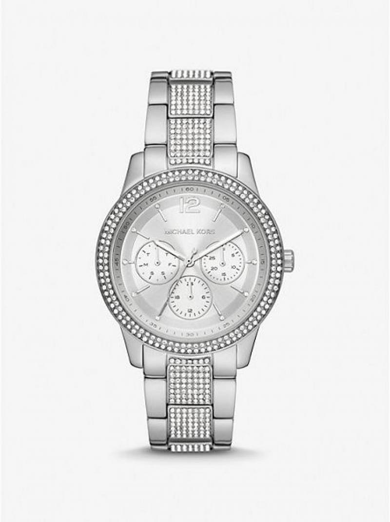 Relojes Michael Kors Oversized Tibby Pave Mujer Plateadas | 10547YONH