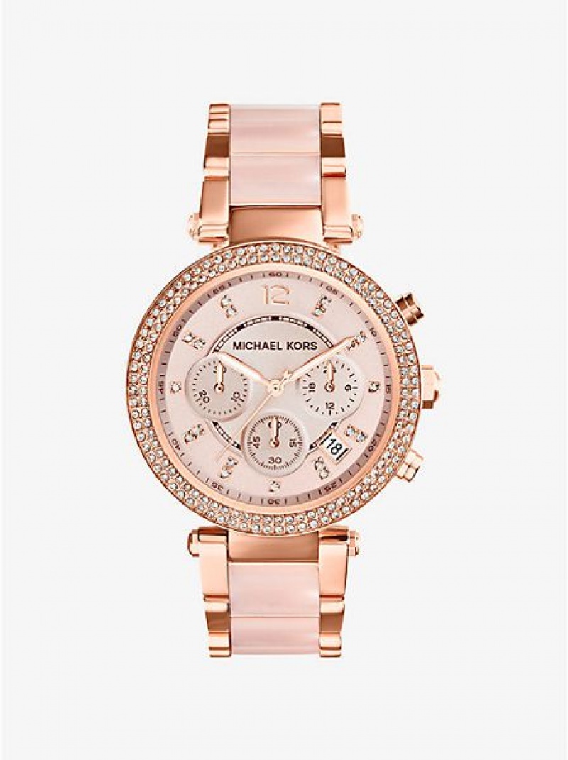 Relojes Michael Kors Parker Blush Acetate Mujer Rosas Doradas | 85147TPBQ