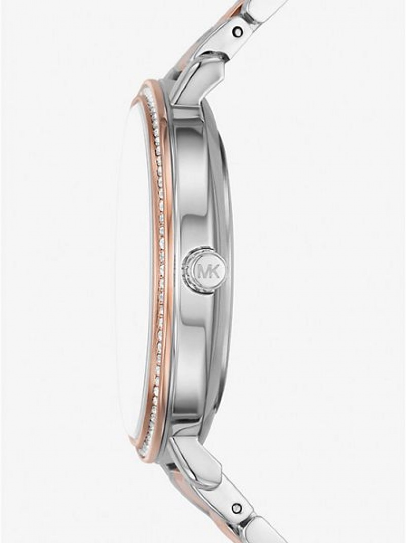 Relojes Michael Kors Pyper Embossed Logo Mujer Plateadas Rosas | 48397VBAD