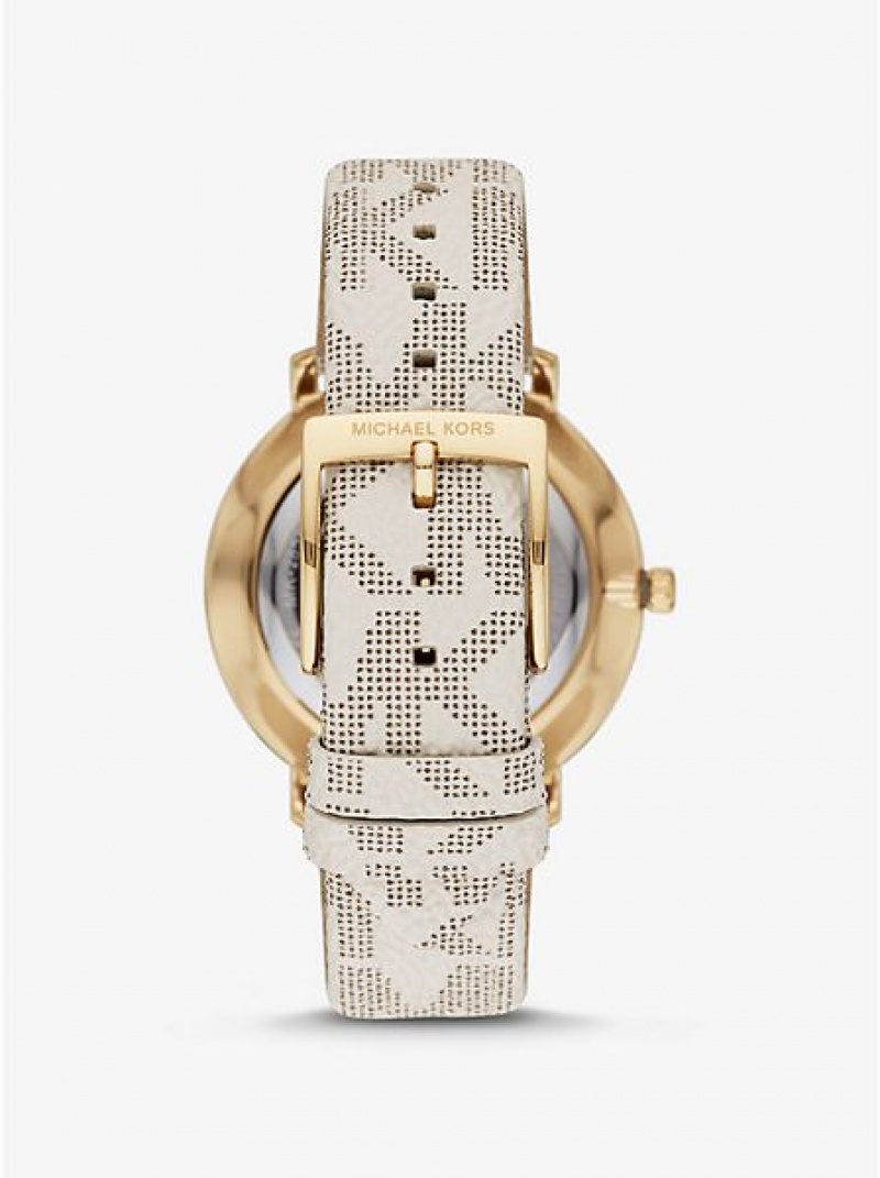 Relojes Michael Kors Pyper Logo Mujer Doradas | 12839APBT