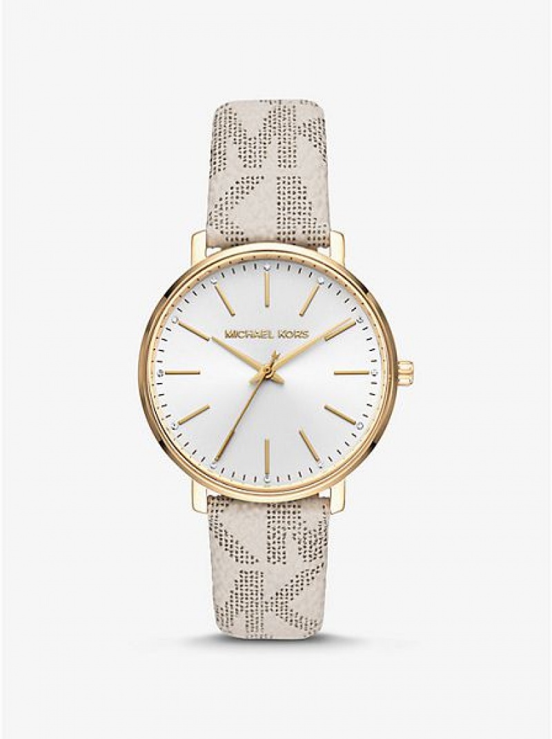 Relojes Michael Kors Pyper Logo Mujer Doradas | 12839APBT