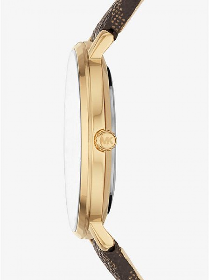 Relojes Michael Kors Pyper Logo Mujer Doradas | 92730TQNU