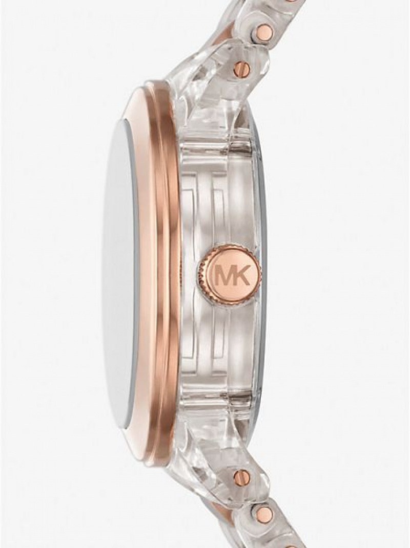 Relojes Michael Kors Runway Pave And Acetate Mujer Rosas Doradas | 12405WELF