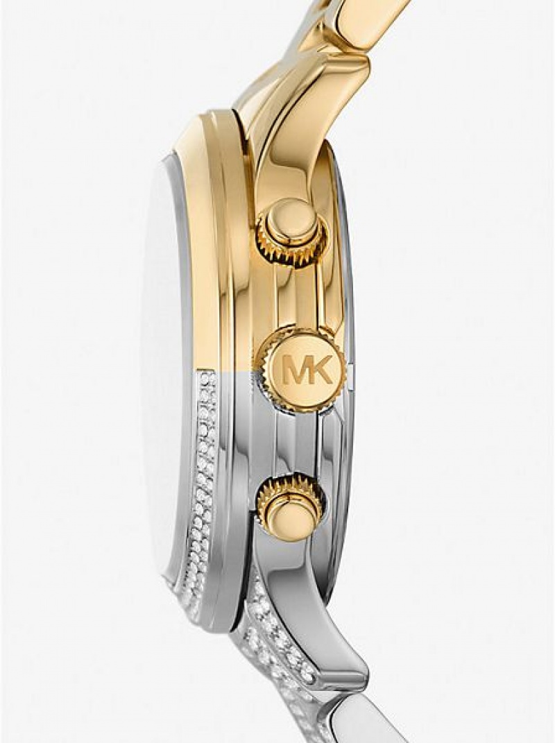 Relojes Michael Kors Runway Pave Mujer Plateadas Doradas | 31896WTXL