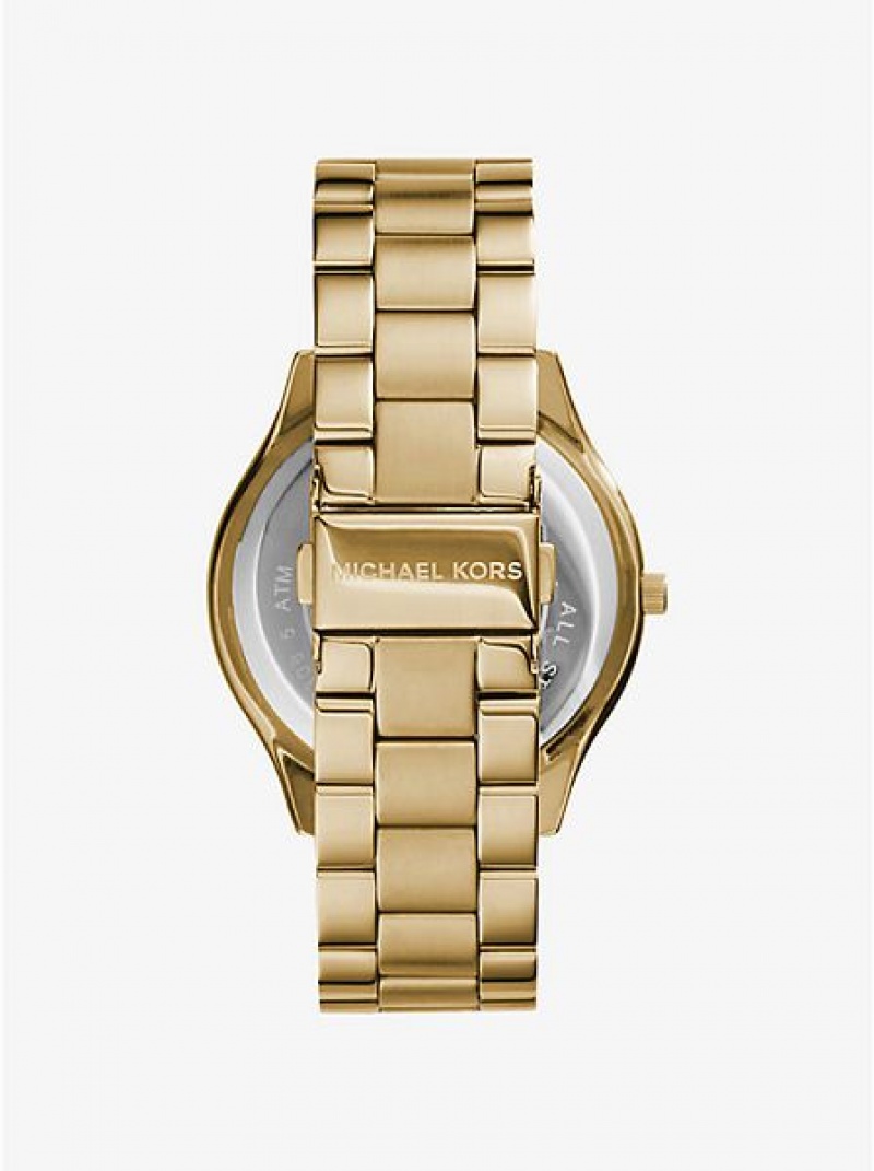 Relojes Michael Kors Slim Runway Stainless Steel Hombre Doradas | 75412SMIV