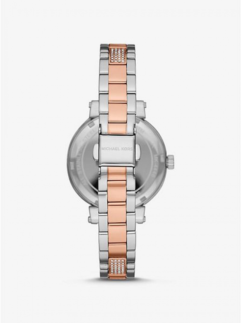 Relojes Michael Kors Sofie Pave Logo Mujer Plateadas Rosas | 43120YPHM