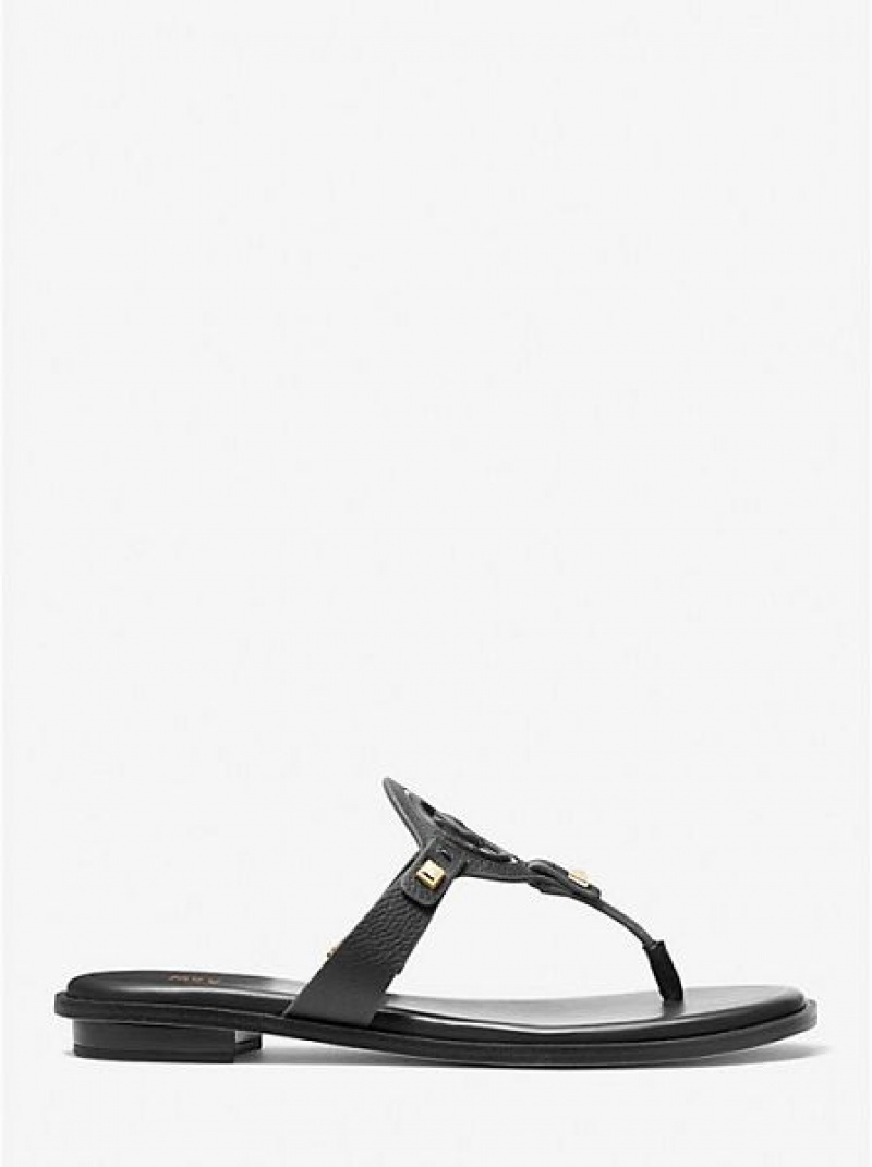 Sandalias Con Tiras Michael Kors Aubrey Cutout Cuero Mujer Negras | 73460DRPJ