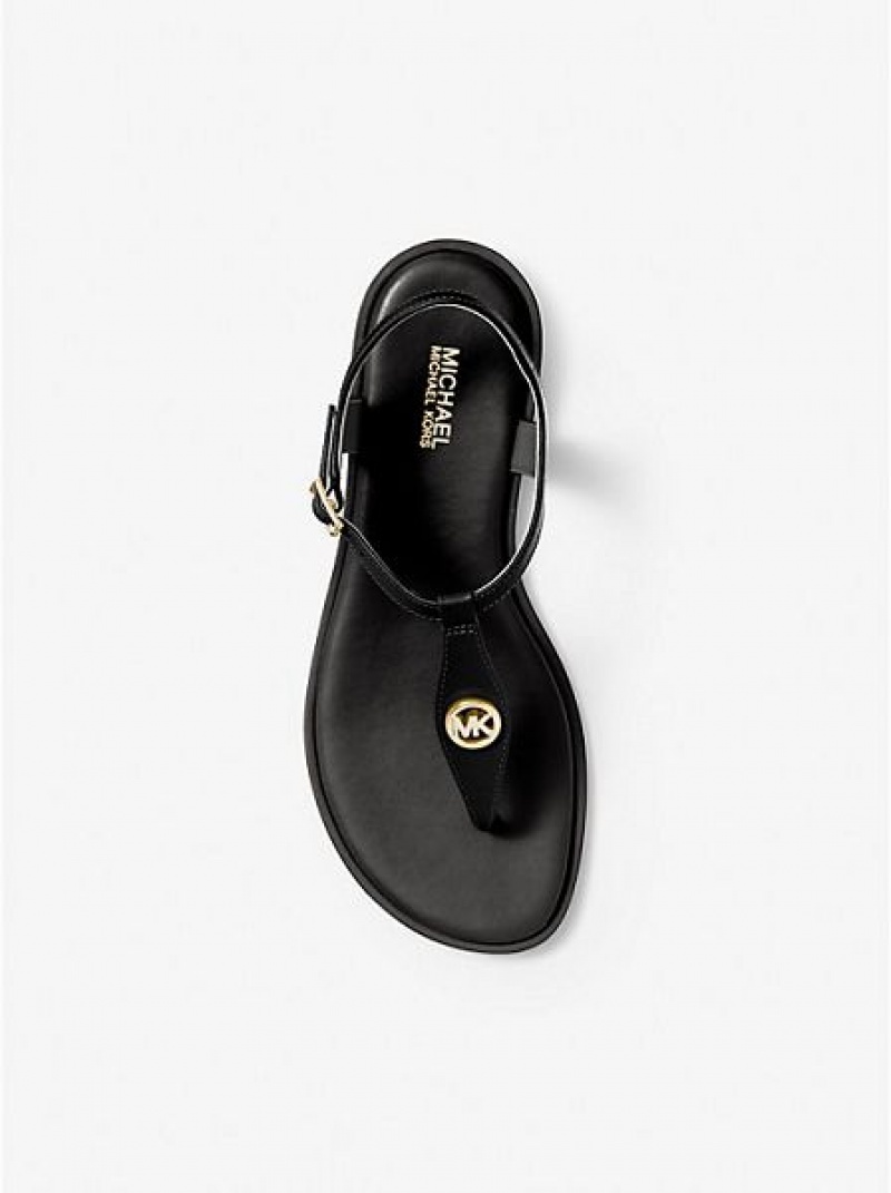 Sandalias Con Tiras Michael Kors Mallory Cuero Mujer Negras | 29136VXEG