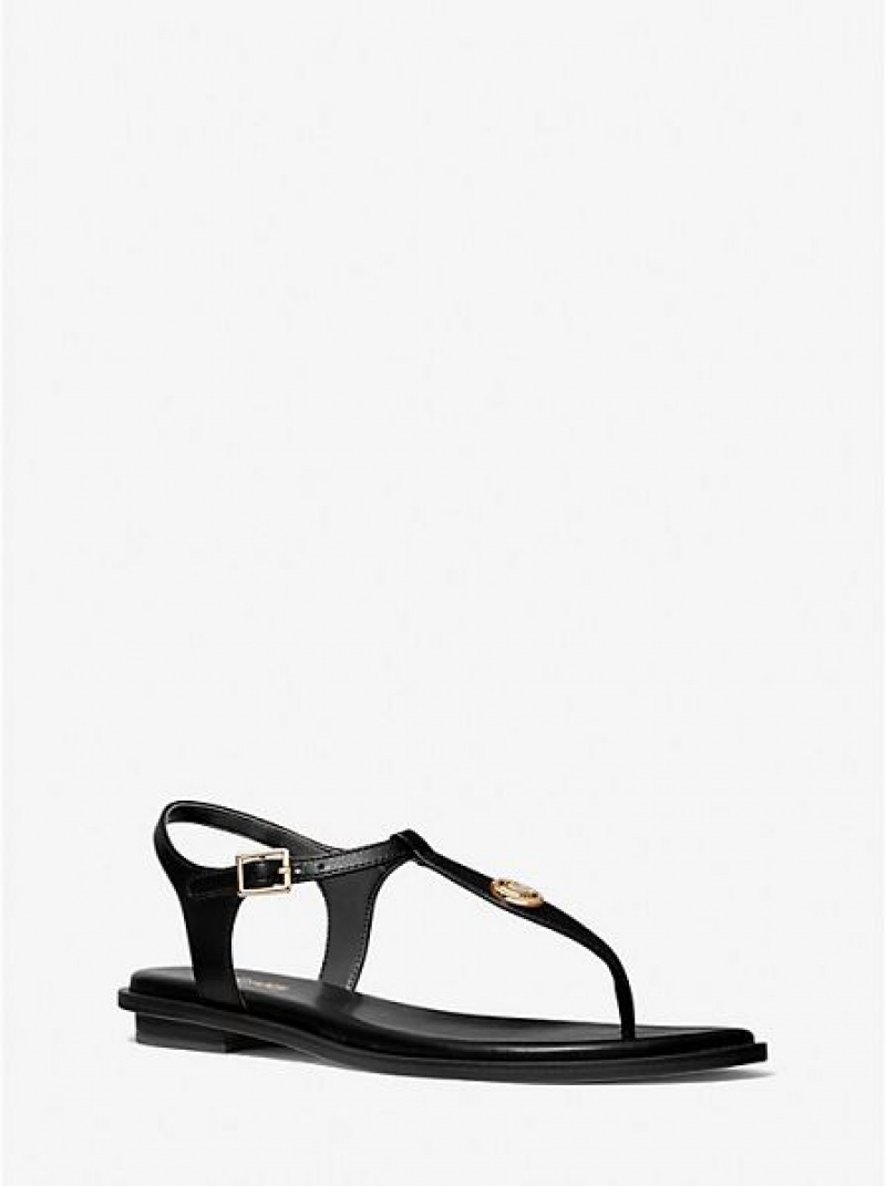 Sandalias Con Tiras Michael Kors Mallory Cuero Mujer Negras | 29136VXEG