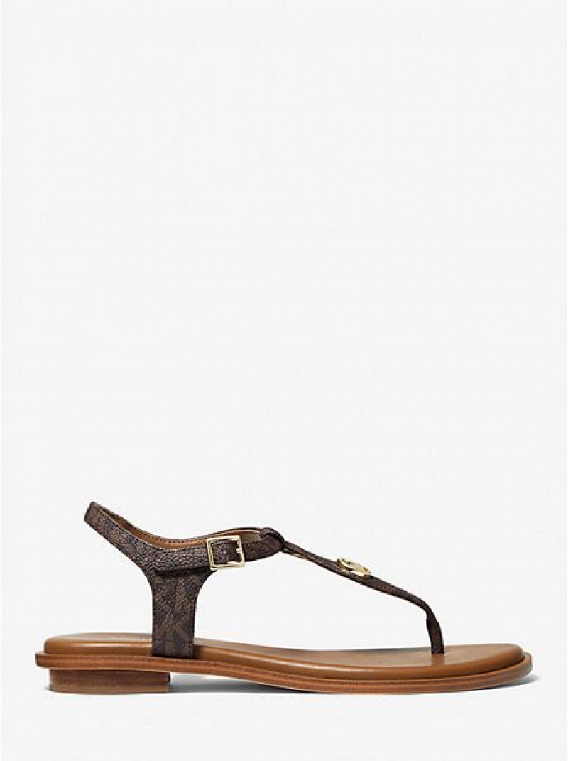 Sandalias Con Tiras Michael Kors Mallory Logo Mujer Marrones | 28619VJHI