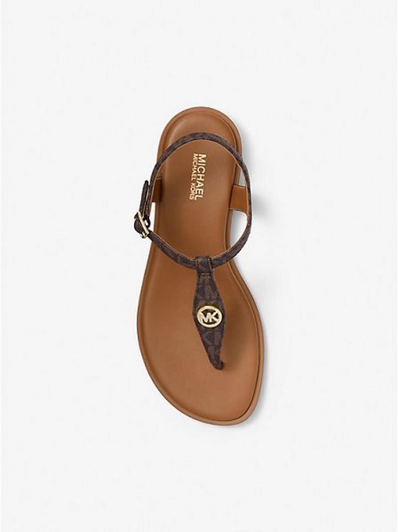 Sandalias Con Tiras Michael Kors Mallory Logo Mujer Marrones | 28619VJHI