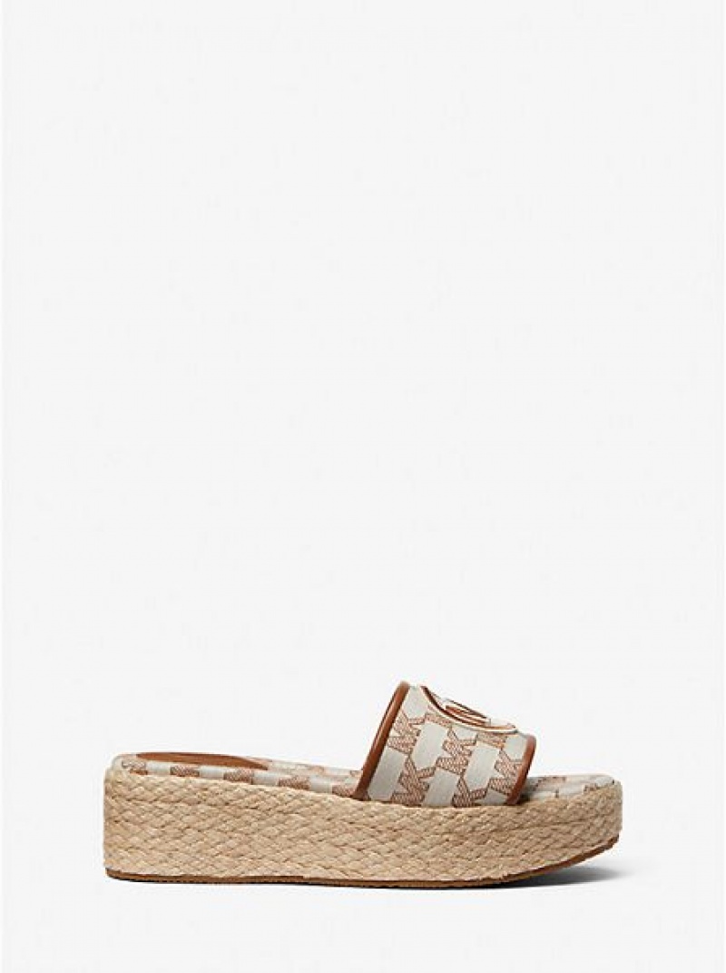 Sandalias Cuña Michael Kors Sadler Logo Jacquard And Jute Mujer Multicolor | 51784KYHP