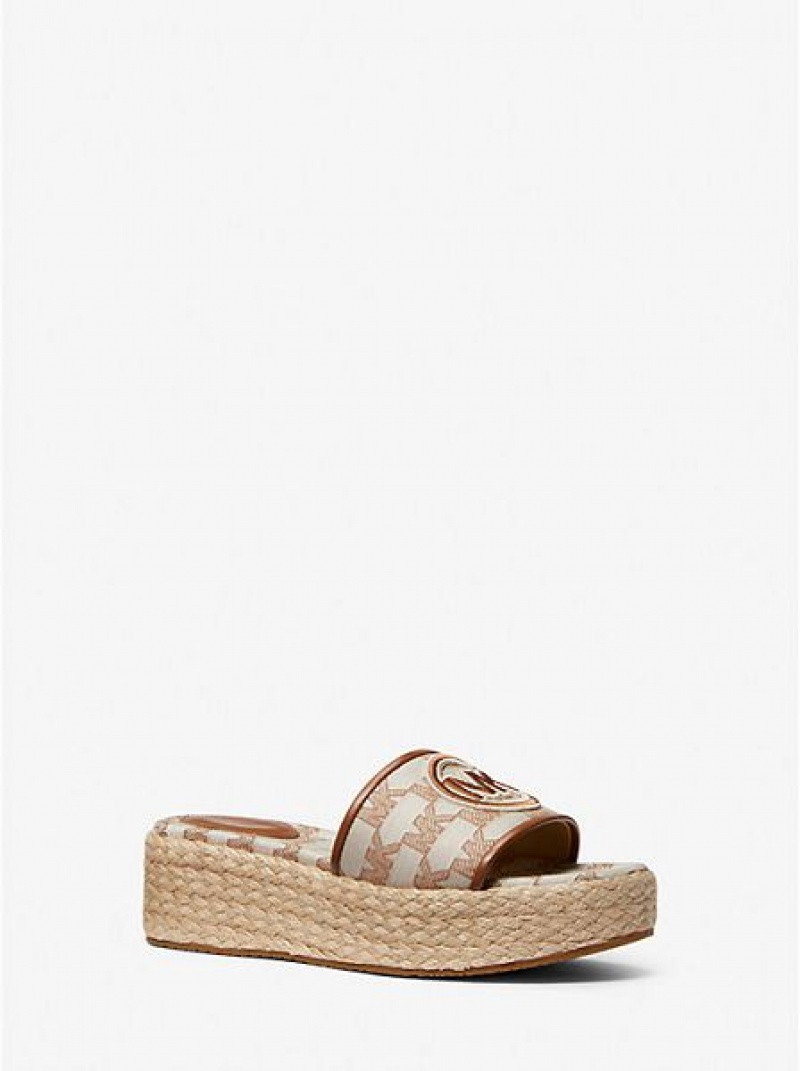 Sandalias Cuña Michael Kors Sadler Logo Jacquard And Jute Mujer Multicolor | 51784KYHP