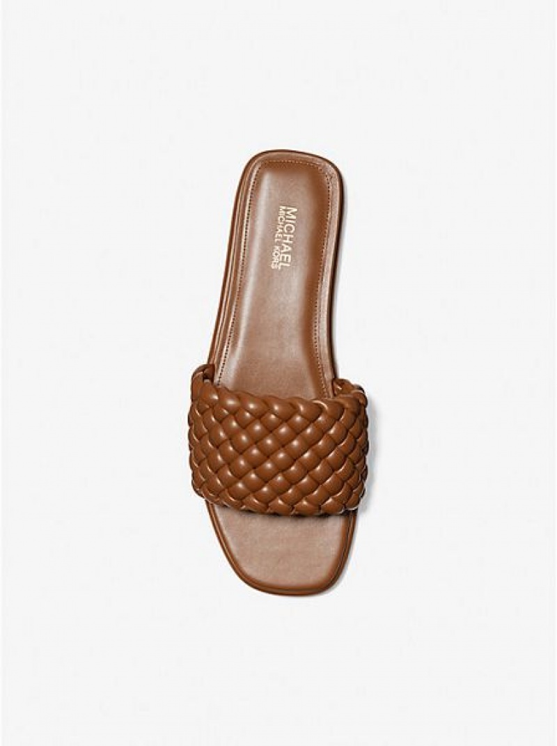 Sandalias Deslizantes Michael Kors Amelia Braided Mujer Marrones | 19270GTUR