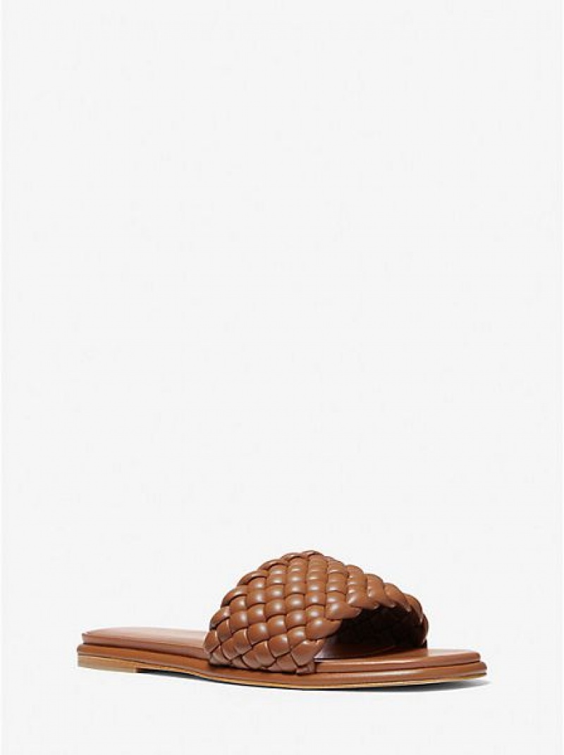 Sandalias Deslizantes Michael Kors Amelia Braided Mujer Marrones | 19270GTUR