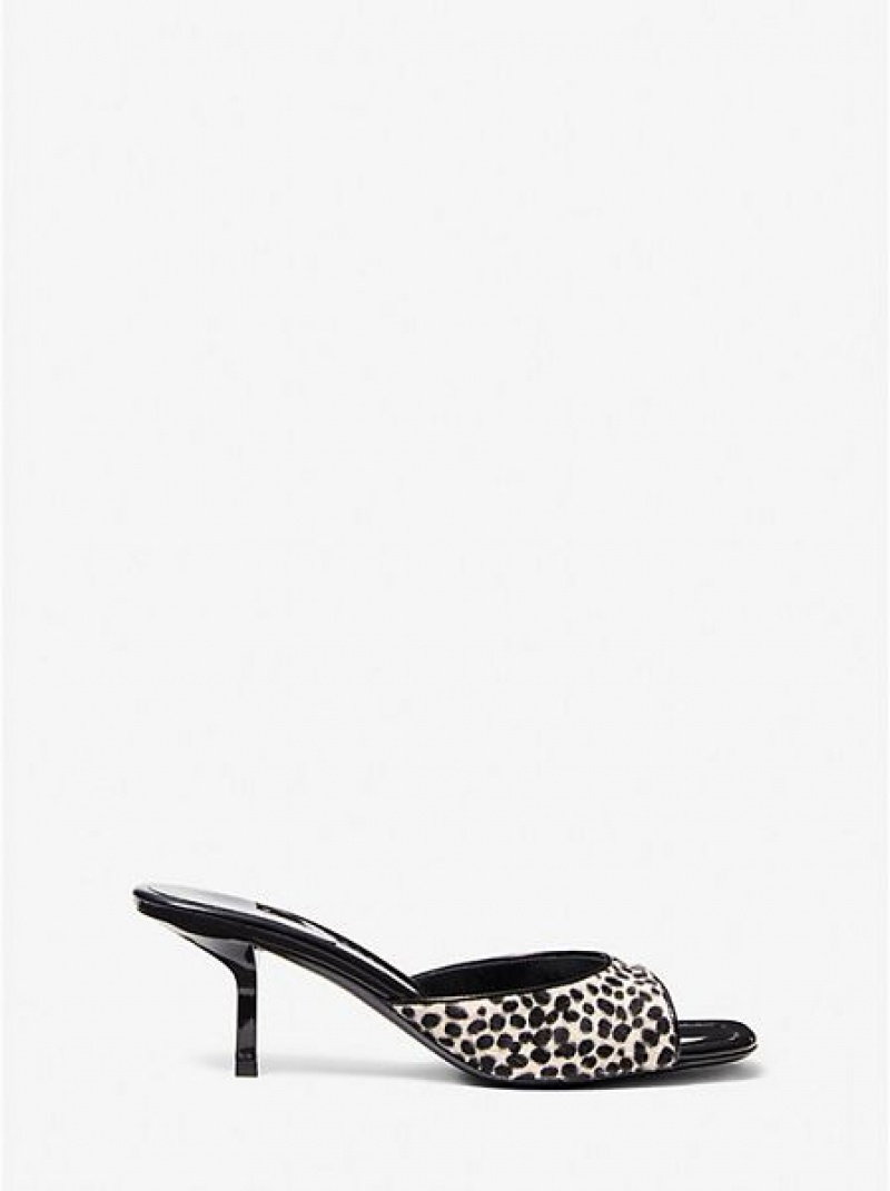 Sandalias Michael Kors Anita Ocelot Print Calf Hair Mujer Blancas | 35296JIOM