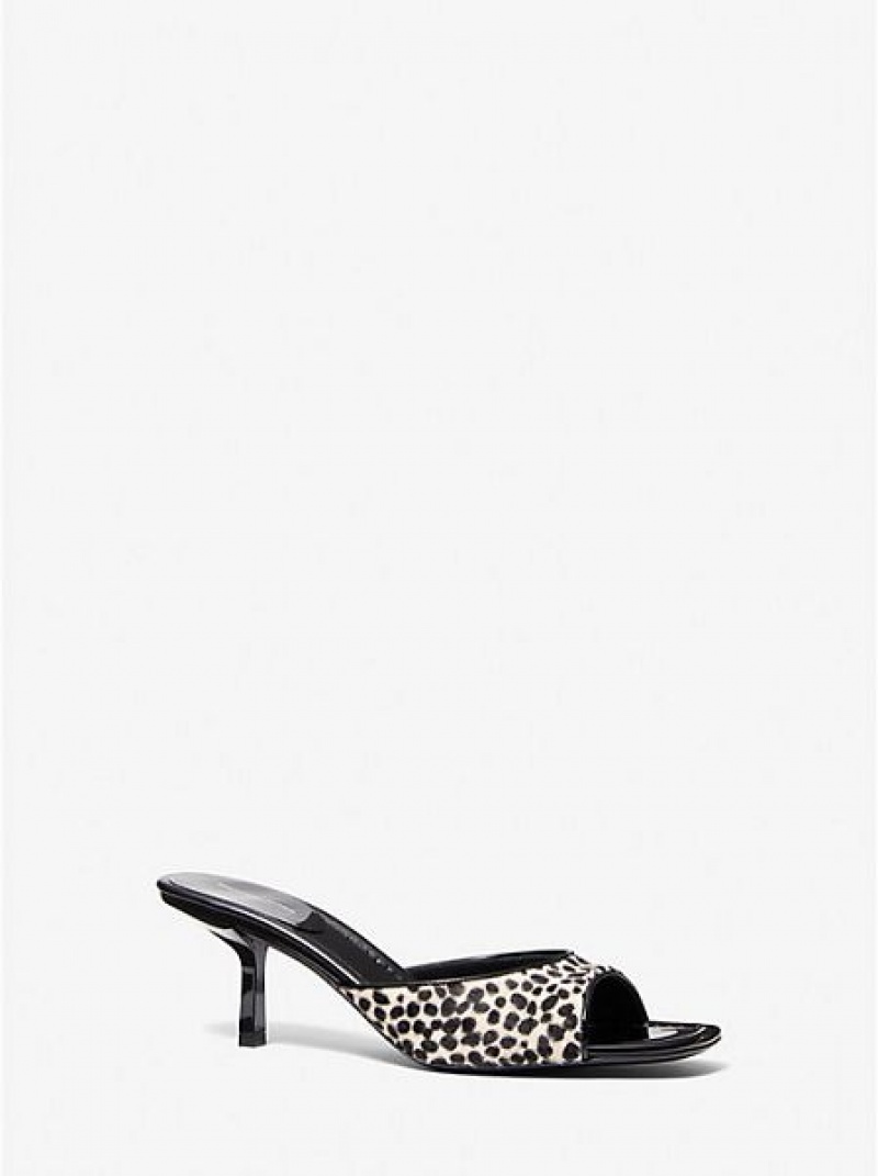 Sandalias Michael Kors Anita Ocelot Print Calf Hair Mujer Blancas | 35296JIOM