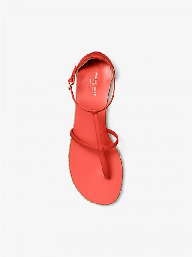 Sandalias Michael Kors Annabeth Cuero Mujer Coral | 46019MNXV