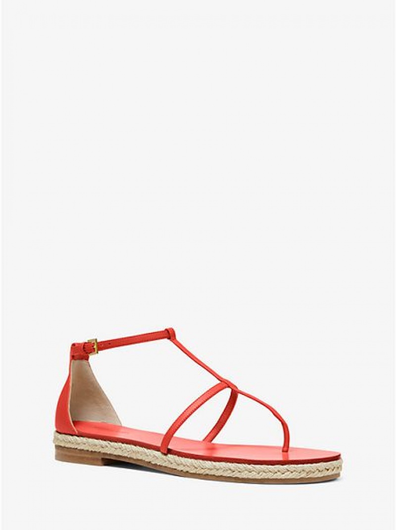 Sandalias Michael Kors Annabeth Cuero Mujer Coral | 46019MNXV