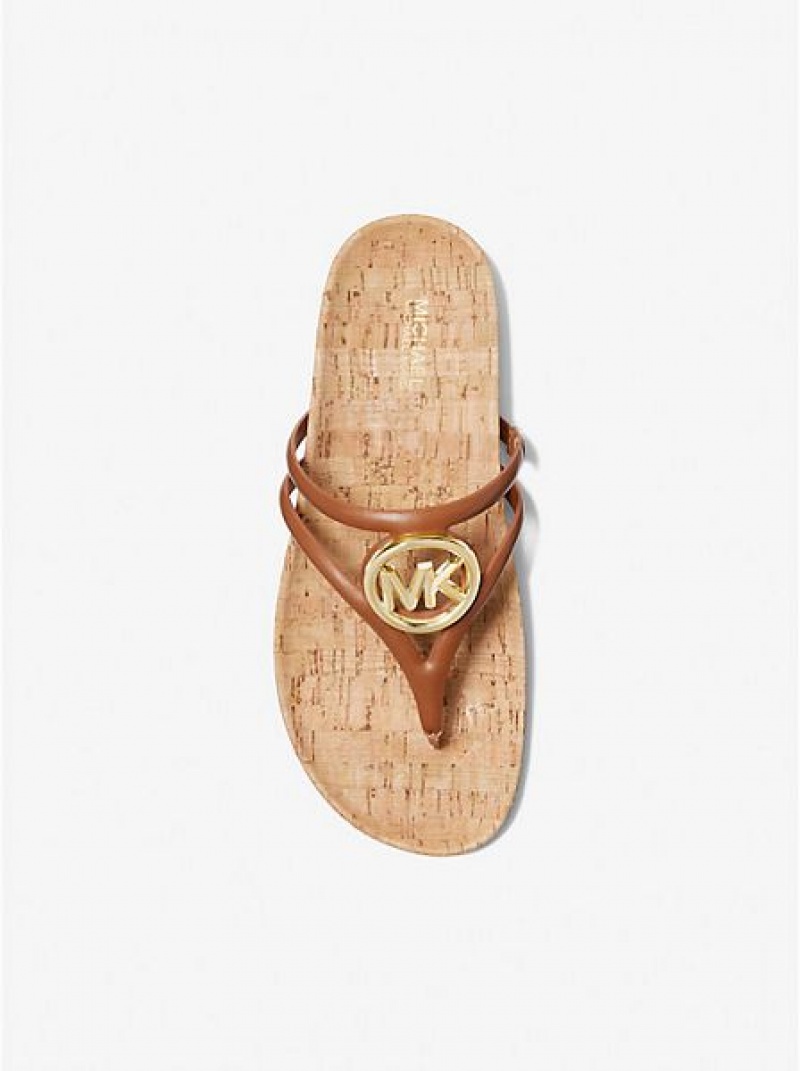 Sandalias Michael Kors Hampton Cuero Mujer Marrones | 43871GJVM