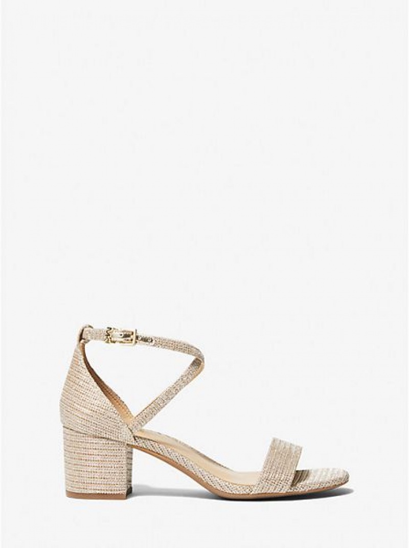 Sandalias Michael Kors Serena Flex Glitter Chain-mesh Mujer Doradas | 75908LYRV