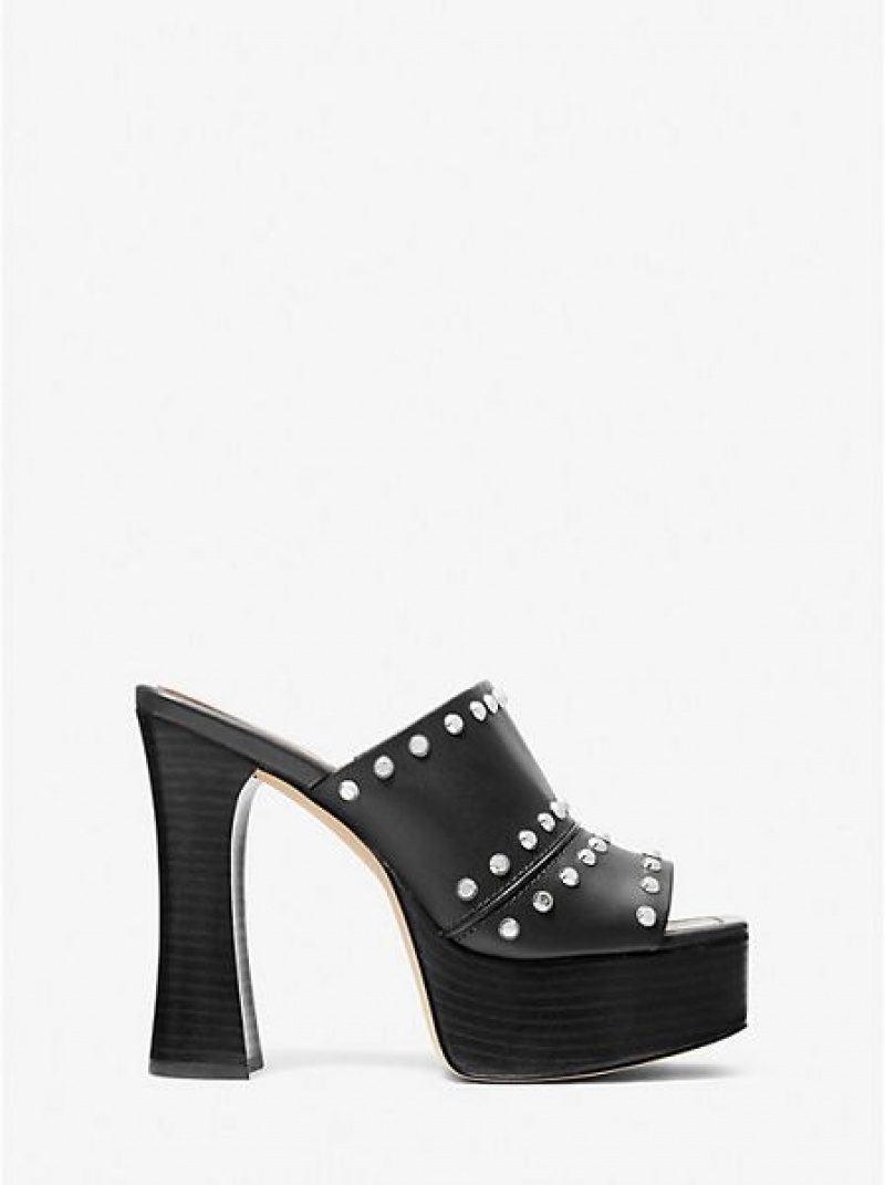 Sandalias Plataforma Michael Kors Jagger Studded Mujer Negras | 23159HMID