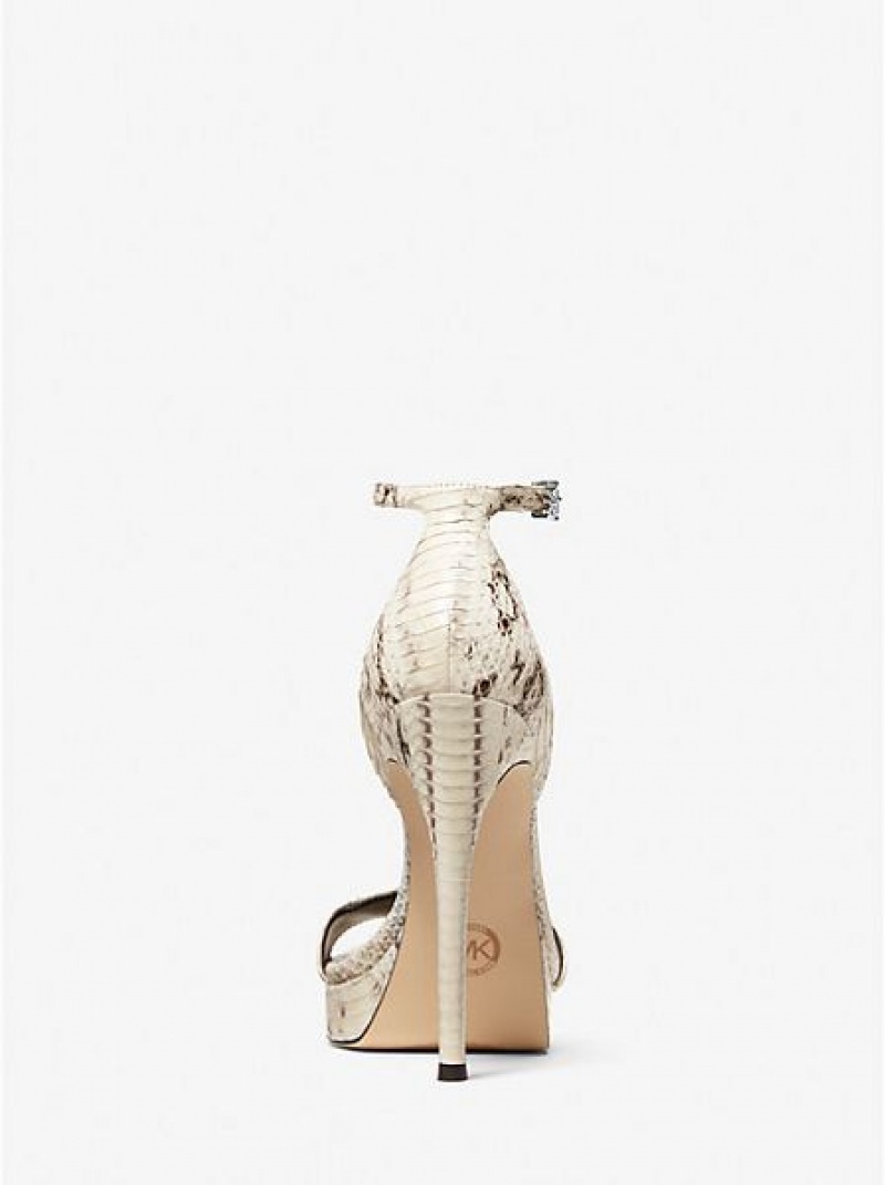 Sandalias Plataforma Michael Kors Jordyn Snakeskin Mujer Beige | 38940AQID