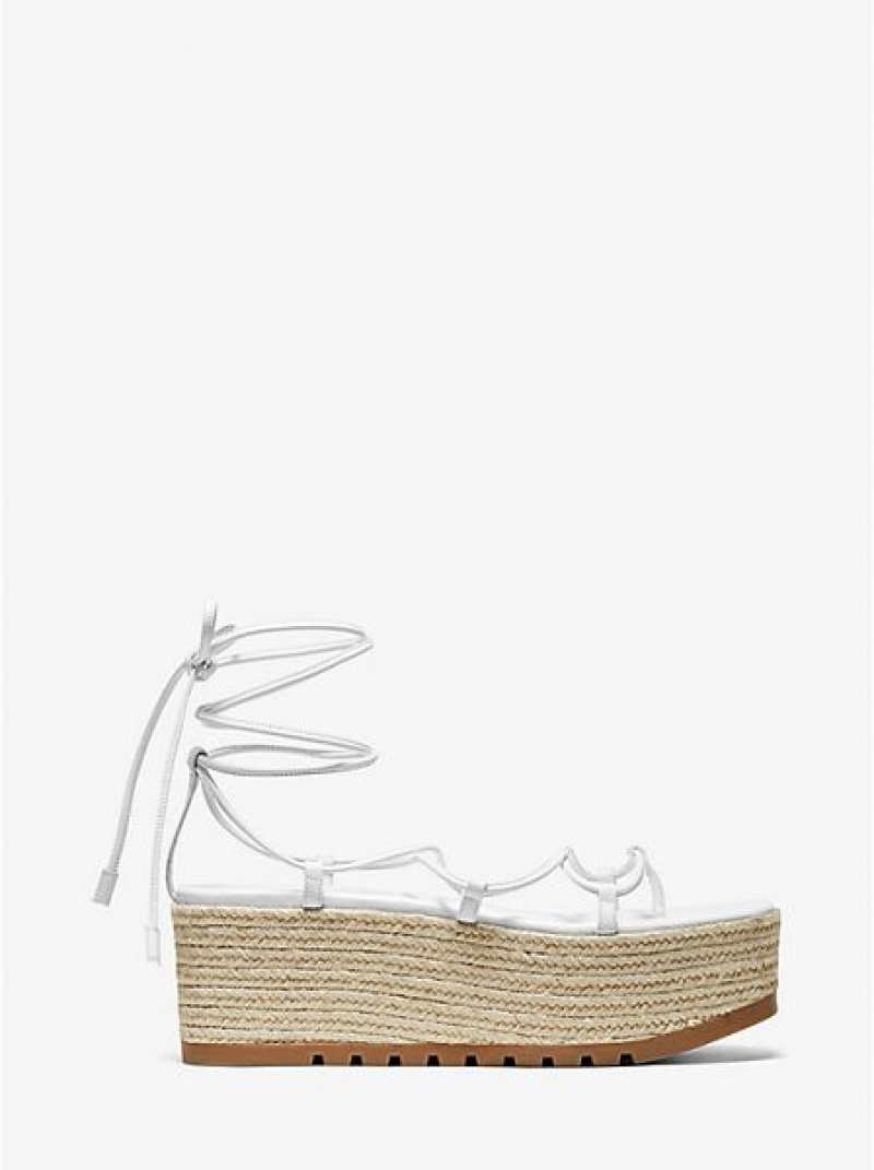 Sandalias Plataforma Michael Kors Mabal Cuero Mujer Blancas | 24615BZKW