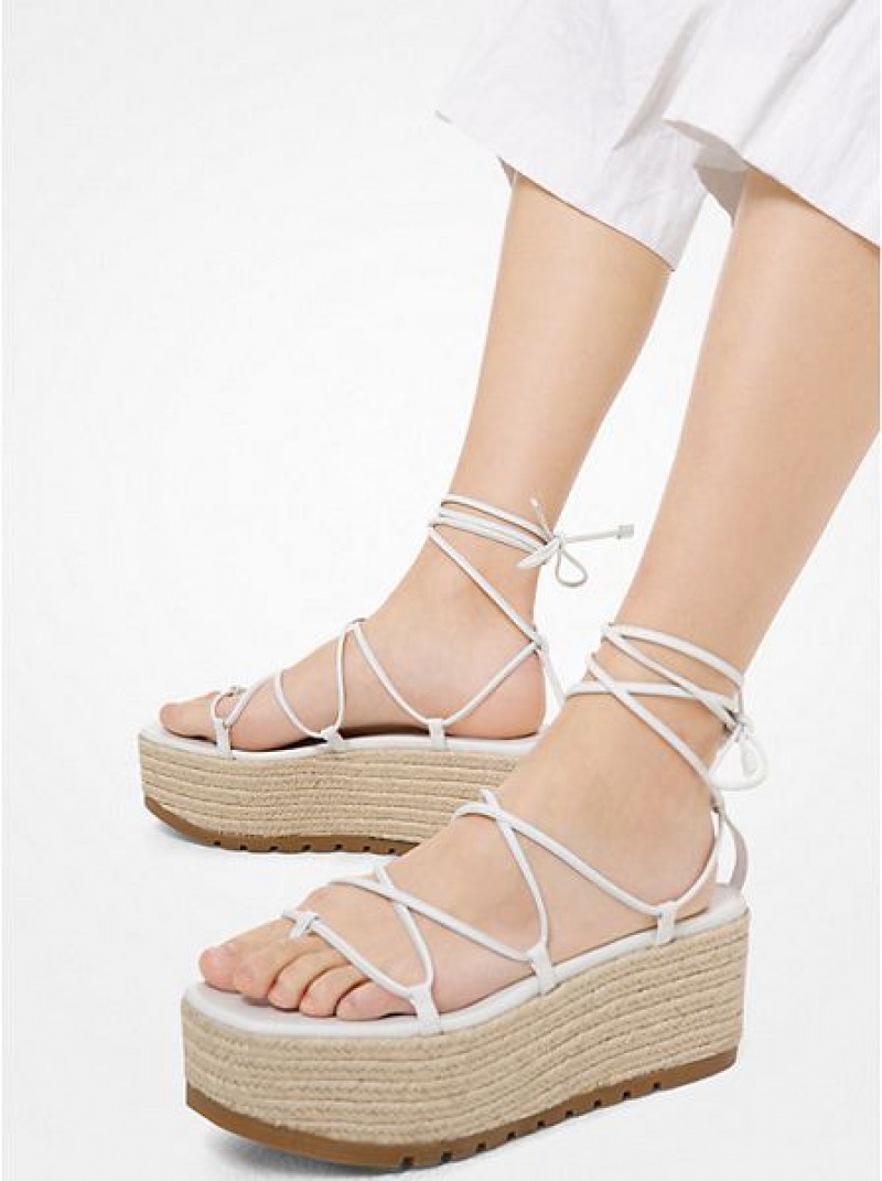 Sandalias Plataforma Michael Kors Mabal Cuero Mujer Blancas | 24615BZKW