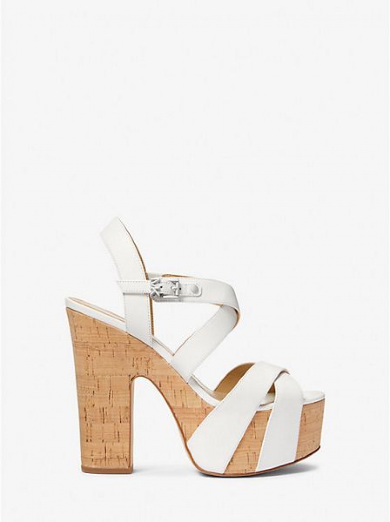 Sandalias Plataforma Michael Kors Suki Cuero Mujer Blancas | 12456DFUW