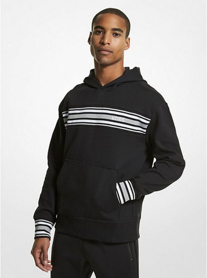 Sudadera Con Capucha Michael Kors A Rayas Algodon Blend Hombre Negras | 25471NOCU