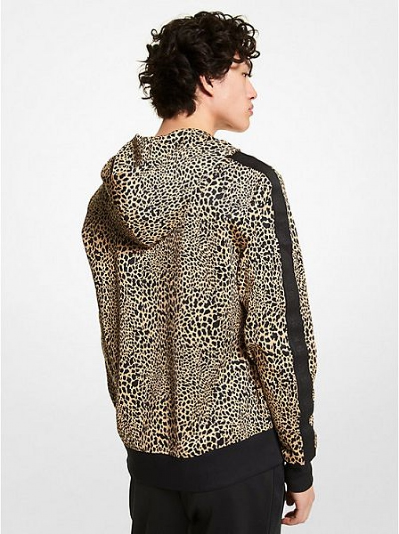 Sudadera Con Capucha Michael Kors Animal Print Scuba Zip-up Hombre Kaki | 46985AIST