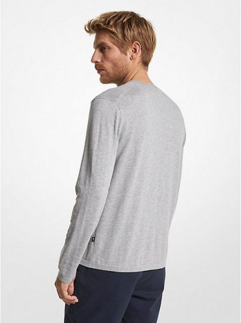 Suéteres Michael Kors Algodon Jersey V-neck Hombre Gris | 62819RFSD