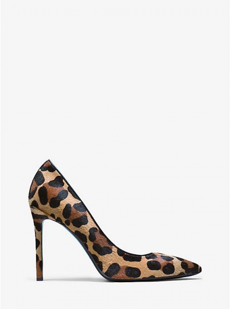 Tacones Michael Kors Gretel Leopard Calf Hair Mujer Negras Marrones | 18740LHZR