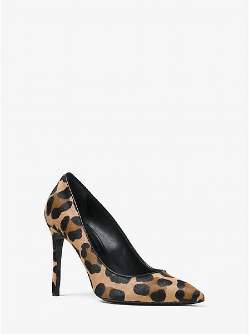 Tacones Michael Kors Gretel Leopard Calf Hair Mujer Negras Marrones | 18740LHZR