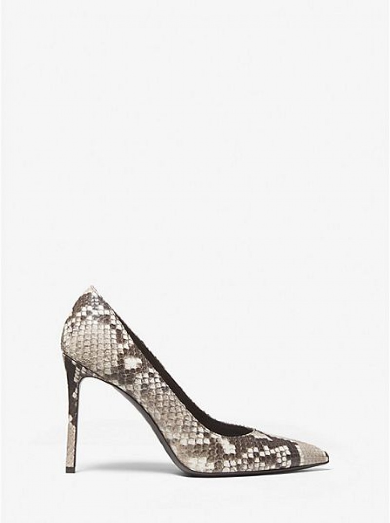 Tacones Michael Kors Gretel Python Embossed Cuero Mujer Beige | 19025PHEZ