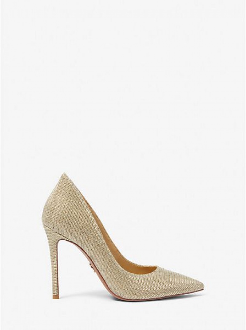 Tacones Michael Kors Keke Glitter Chain Mesh Mujer Doradas | 23560PITH