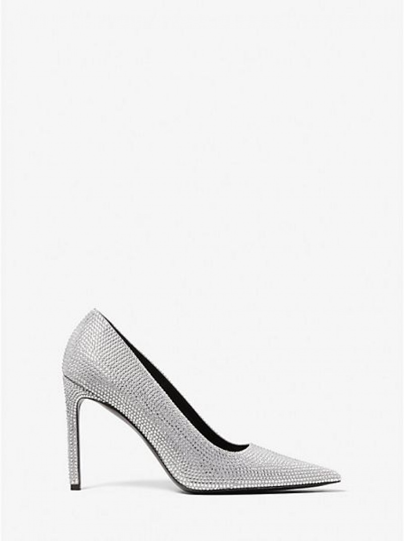 Tacones Michael Kors Martine Crystal Embellished Gamuza Mujer Gris | 60379EFHO