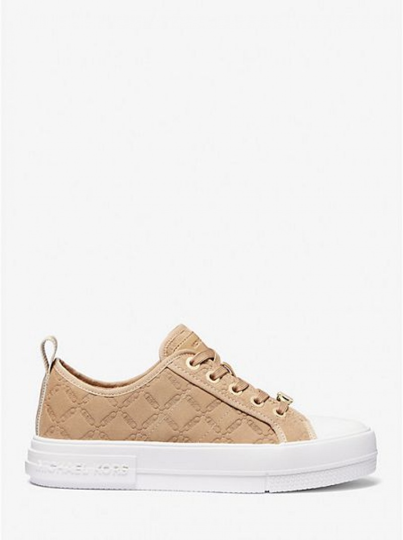 Tenis Michael Kors Evy Empire Logo Embossed Gamuza Mujer Marrones | 38594IWQG