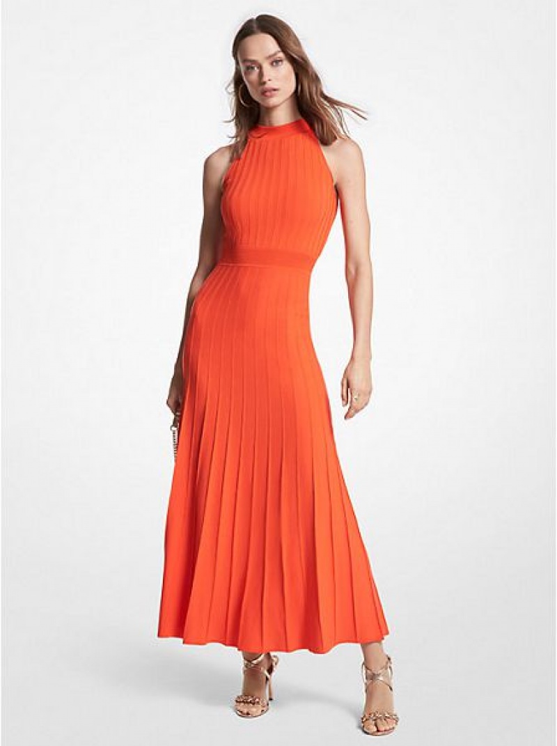 Vestido Michael Kors Acanalado Stretch Knit Halter Mujer Naranjas | 84169UTZE