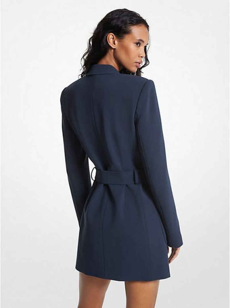 Vestido Michael Kors Belted Crepe Blazer Mujer Azul Marino | 50421QKMU