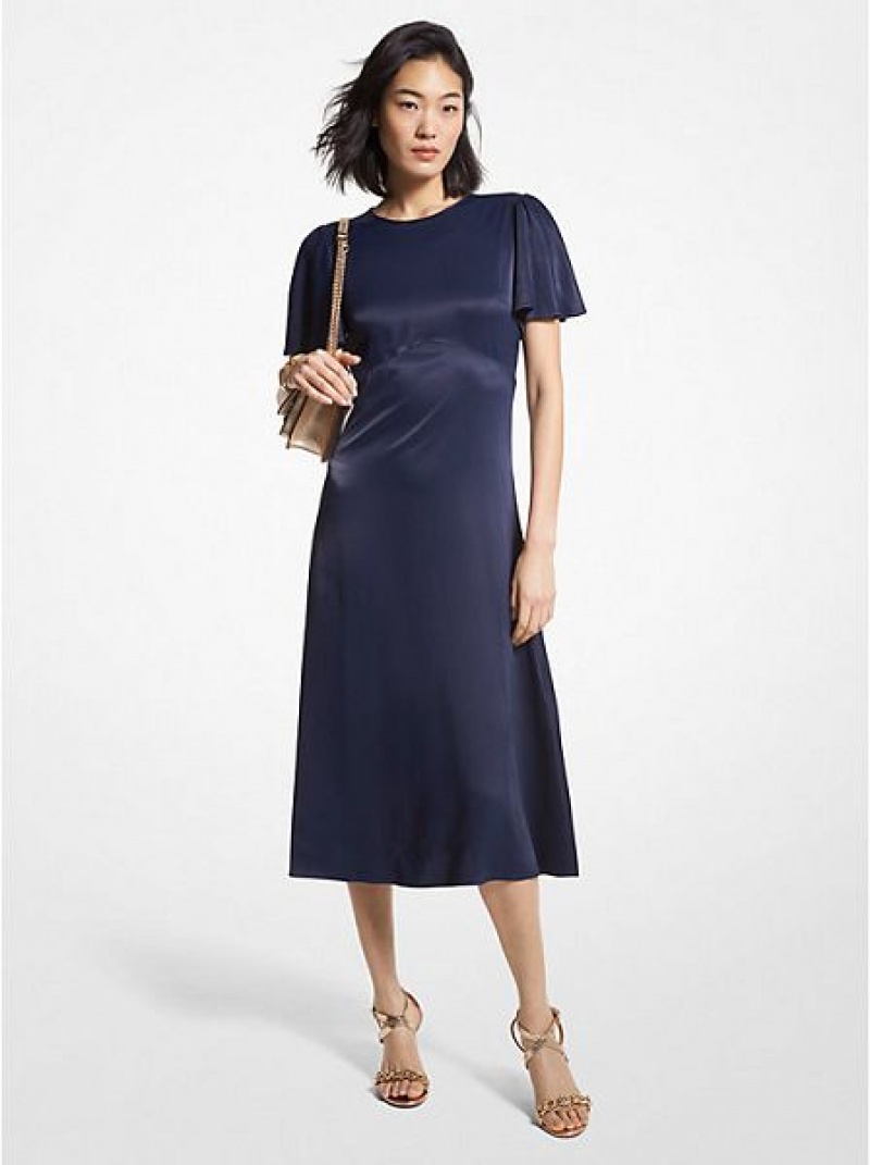 Vestido Michael Kors Charmeuse Mujer Azul Marino | 95318YGNO