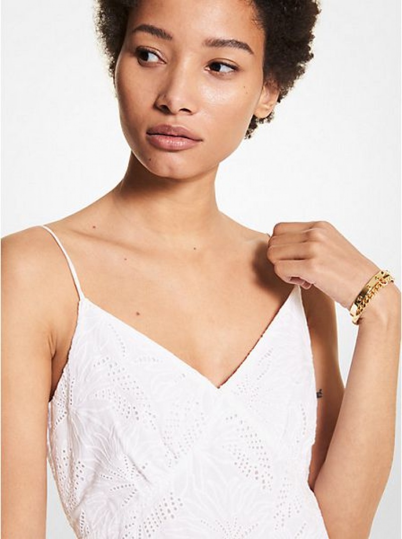 Vestido Michael Kors Palm Eyelet Algodon Slip Mujer Blancas | 20734UMRX