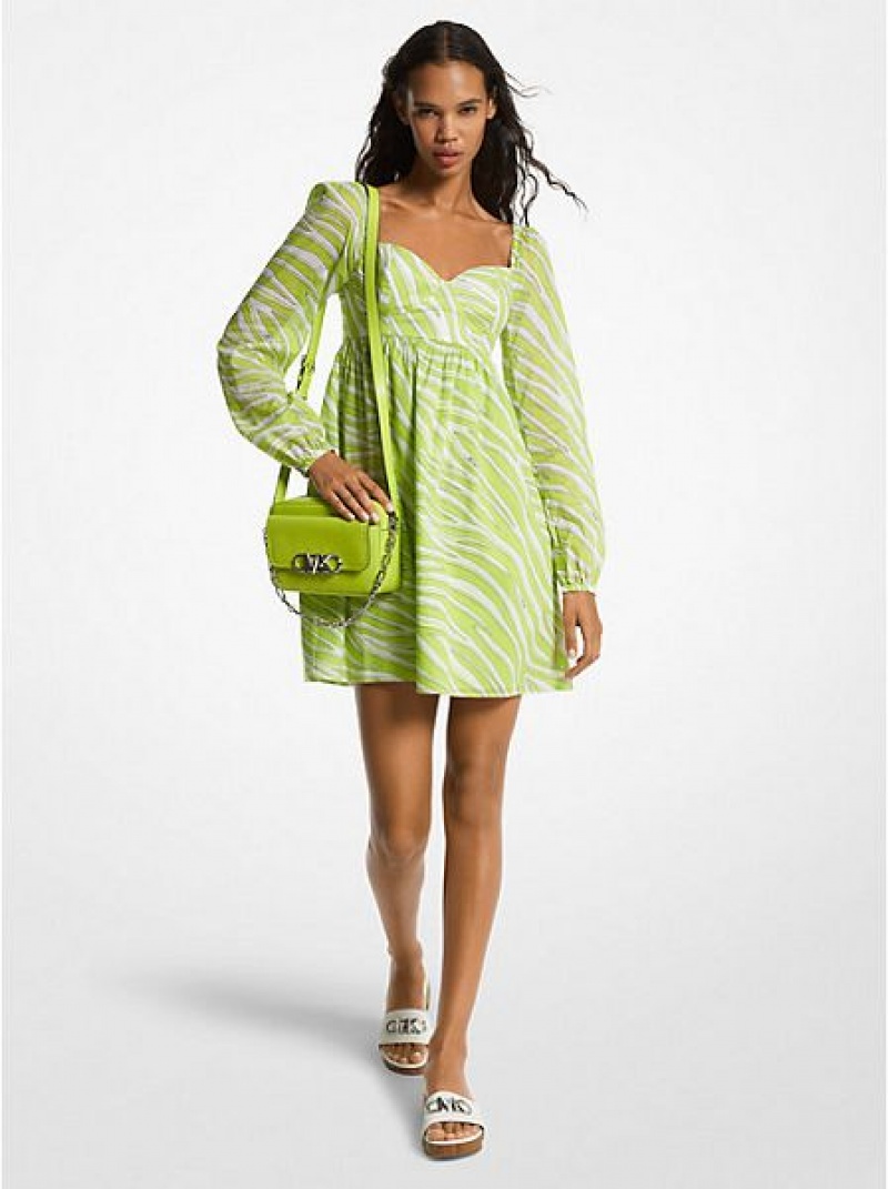 Vestido Michael Kors Zebra Print Algodon Lawn Mujer Amarillo Verde | 16390PRLA